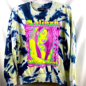Junior's Women's Aaliyah R&B Singer Bleached Tie Dye Long Sleeve T-Shirt